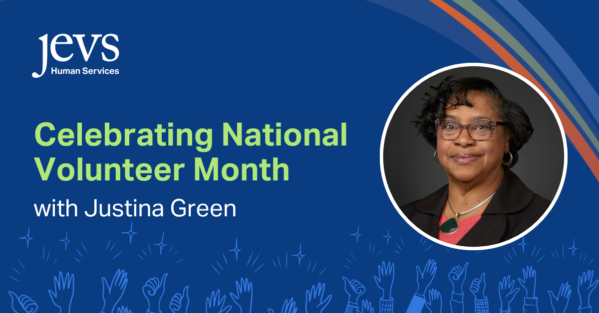 Celebrating National Volunteer Month with headshot of Justina Green